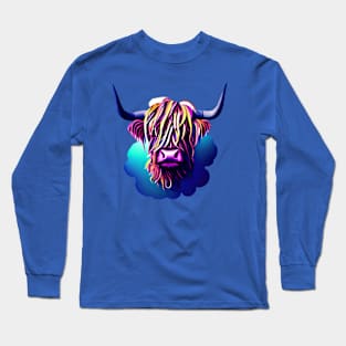 Highland cattle watercolor design Long Sleeve T-Shirt